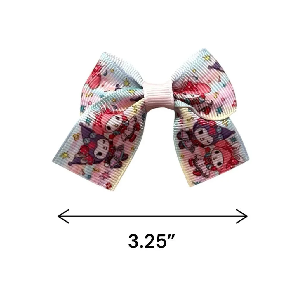 🤯5/$25🤯 Set Of 4 Kuromi And My Melody Colorful Hair Bows For Girls